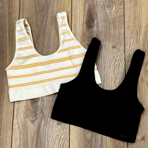 Danskin Other - TWO DANSKIN Bundle Black White Striped Bralette MEDIUM